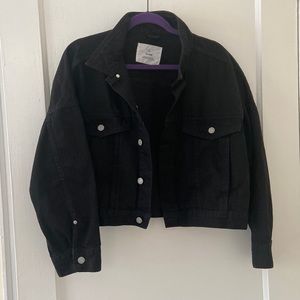 Cropped black denim h&m jacket